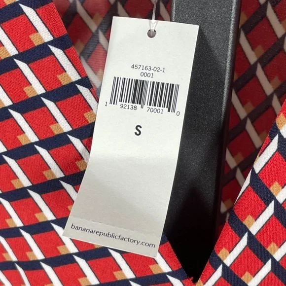 NEW Banana Republic Dress Womens Small red blue geometric sheath preppy classic - Picture 5 of 9
